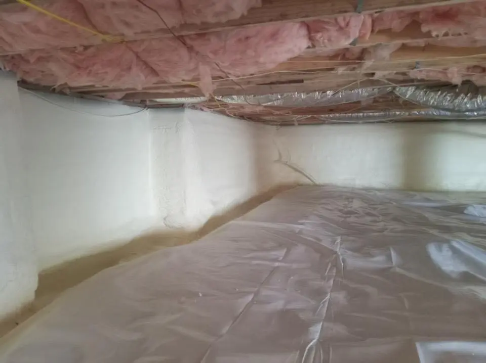 Crawl space encapsulation with closed-cell spray foam for Roof Leak Repair in Keller